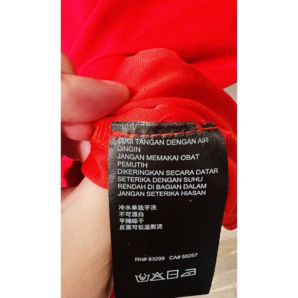 BeBe Red Long Sleeve Striped Mesh Mini Dress Size XS Party Formal Back Zipper - Picture 10 of 11